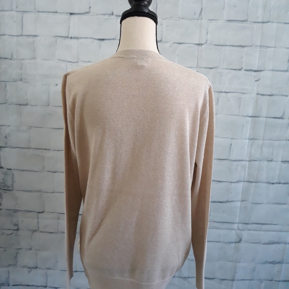 GAP Women's V-Neck Sweater Champagne w/Gold sz M - Picture 4 of 4